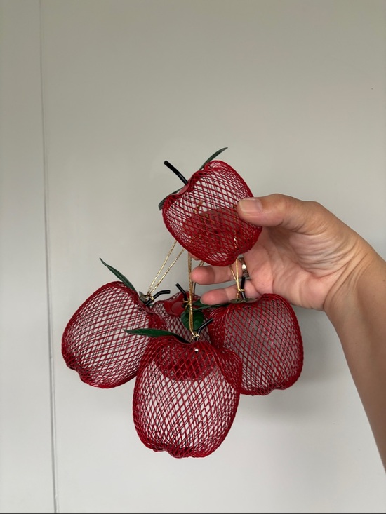 Craft Other - Vintage Set of 5 Decorative Red Apple Wire Mesh decor made in Taiwan